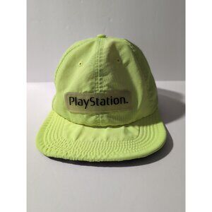 Vintage Neon Yellow 90's PlayStation Cap Soft Shell And Brim Snapback Soft Bill